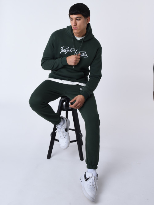 Full logo embroidered hoodie - Green