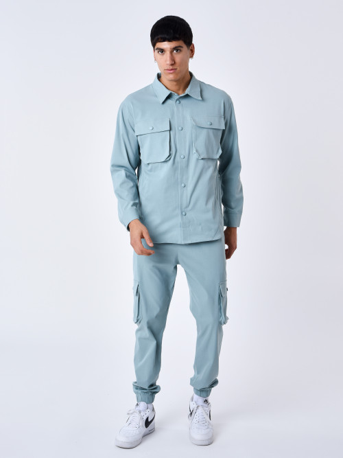 Basic overshirt with pockets - Blue green