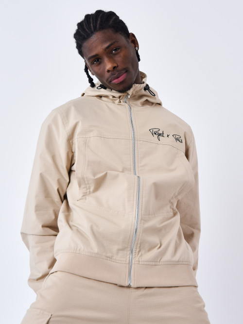 Basic hooded jogging jacket - Ivory