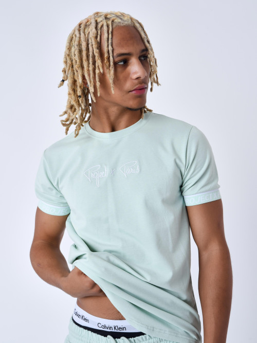 T-Shirt mit elastischen Bändern - Wassergrün