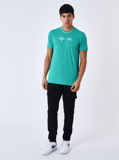 Essentials T-Shirt mit Reliefstickerei Project X Paris - Grün