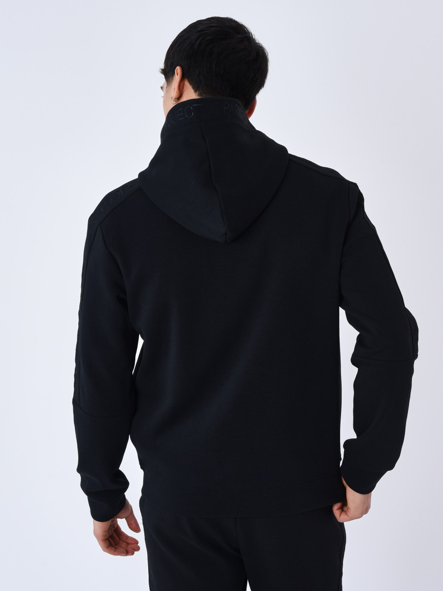 Plain zip-up hoodie - Black