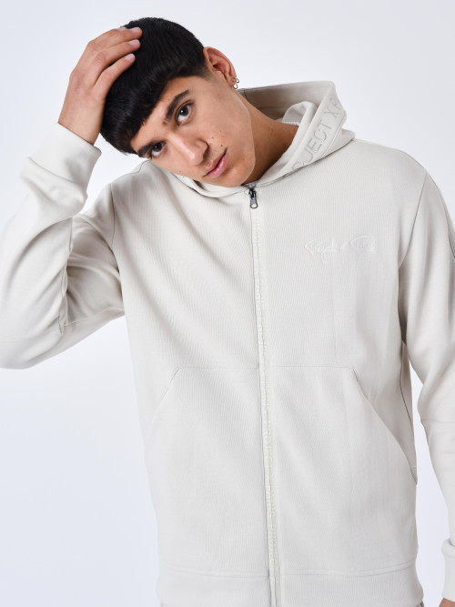Plain zip-up hoodie - Greige