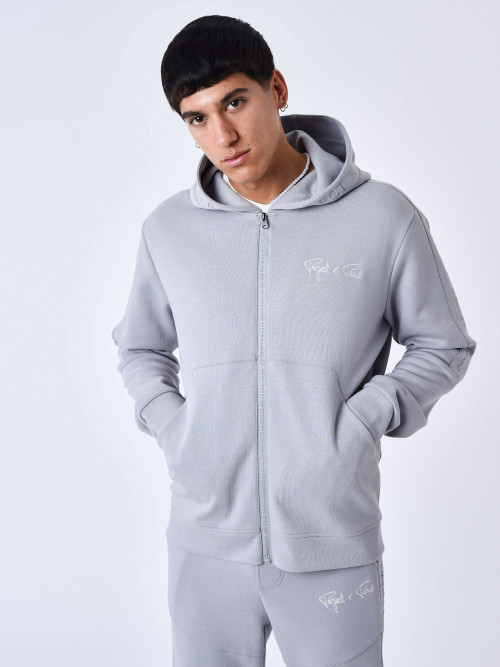 Plain zip-up hoodie - Light grey
