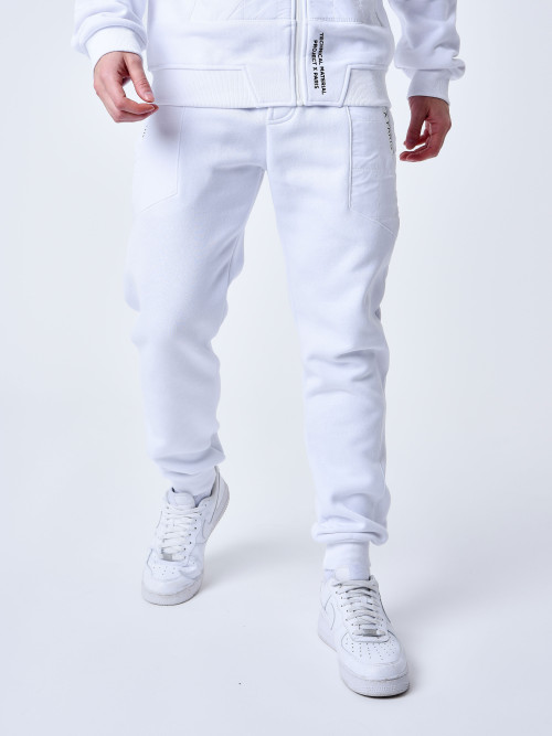 Quilted yoke jogging bottoms - White