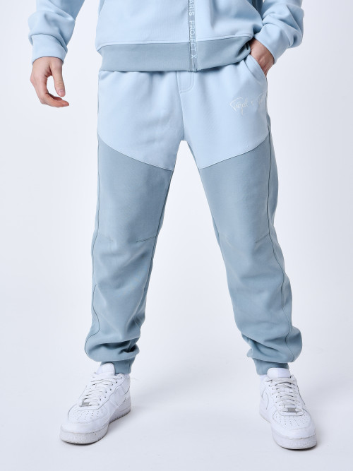 Two-tone jogging bottoms - Grey blue