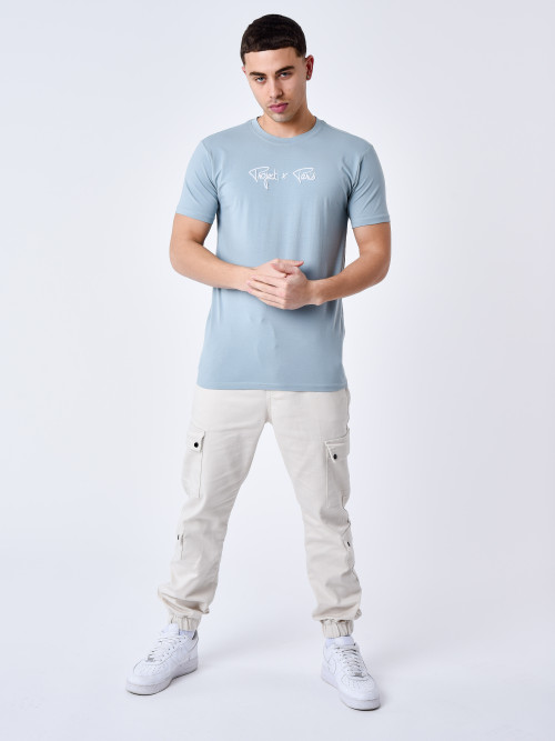 Camiseta bordada Project X Paris Essentials - Azul grisáceo