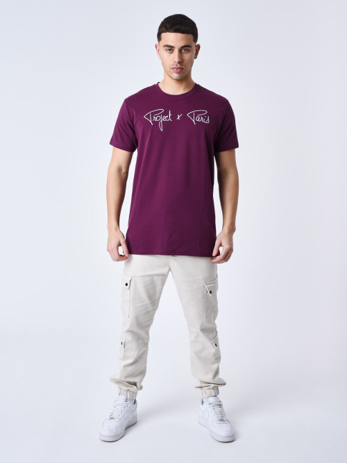 T-shirt básica bordada Essentials Project X Paris - Violeta