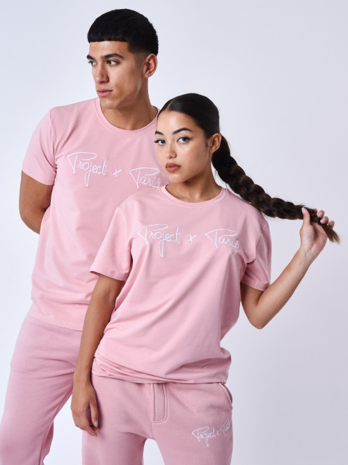 Essentials Project X Paris basic embroidery tee-shirt - Rose dragée