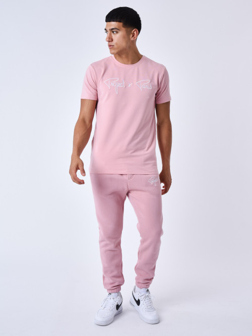 Essentials Camiseta básica bordada Project X Paris - Rosa ciruela