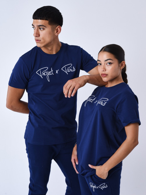 Essentials Project X Paris basic embroidery tee-shirt - Midnight blue