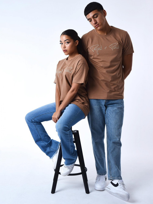 Essentials Project X Paris basic embroidery tee-shirt - Chocolate