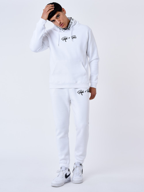Jogging bottoms Elastic waistband Knitted with logo - White