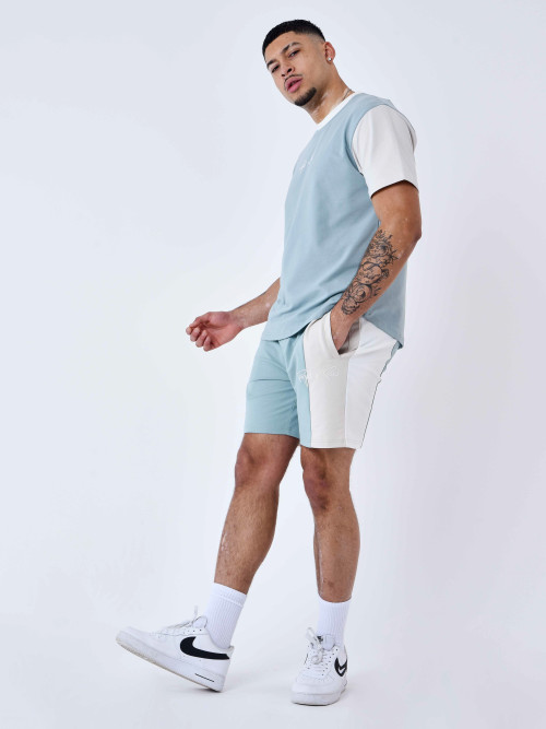 Colorblock Shorts - Blau Grün