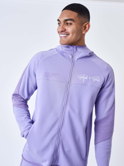 Two-tone zip-up hoodie - Lilac