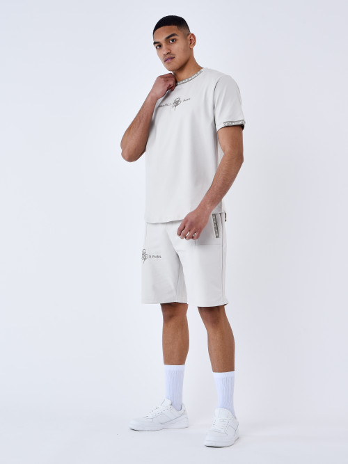 Plain shorts with logo stripe - Greige