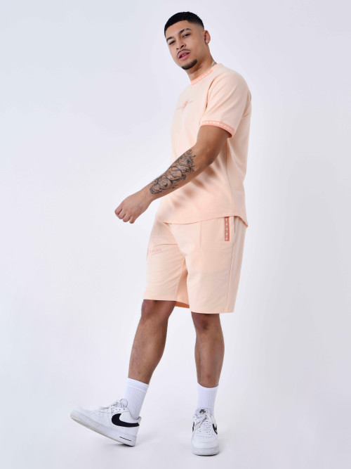 Plain shorts with logo stripe - Pale peach