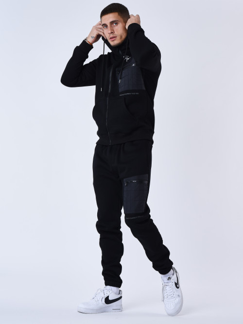 Jogging bottoms with bimaterial insert - Black