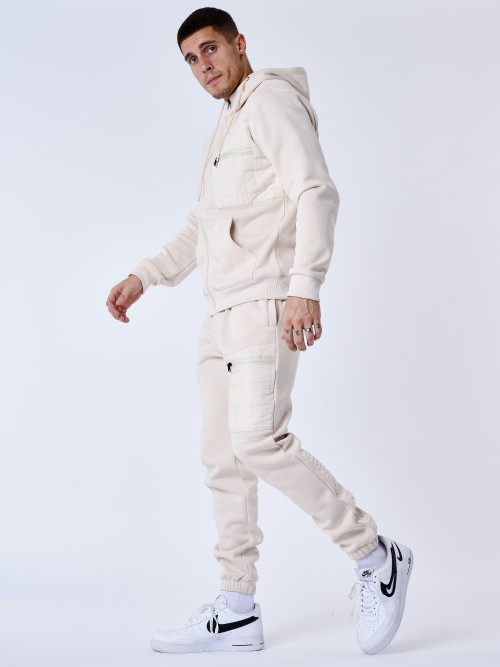Jogging bottoms with bimaterial insert - Ivory