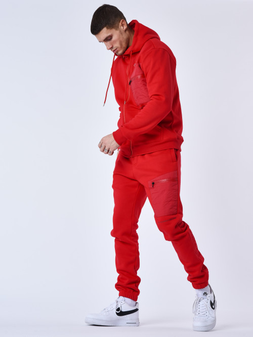 Jogging bottoms with bimaterial insert - Red