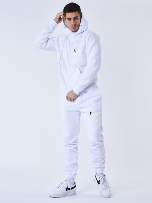 Jogging bottoms with bimaterial insert - White