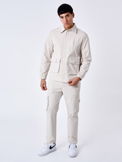 Multi-pocket workwear jacket - Beige