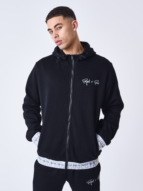 Zip-up hoodie Logo elastic band - Black