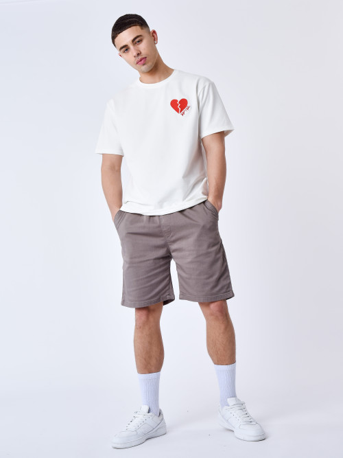 Unifarbene Canvas-Shorts - Taupe