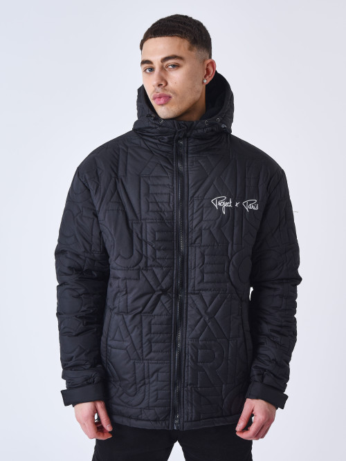 Quilted hooded jacket - Black