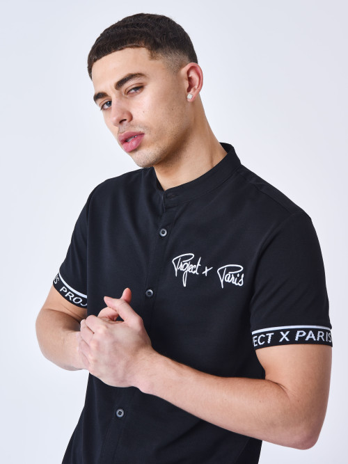 Embroidered logo short-sleeve shirt - Black