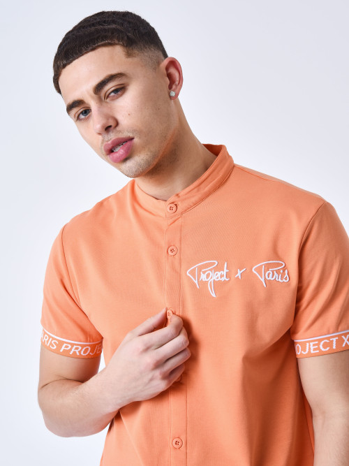 Embroidered logo short-sleeve shirt - Orange