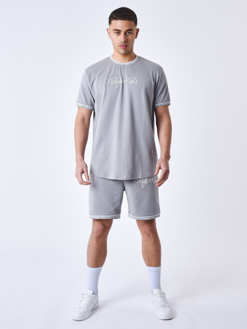T-shirt com logógênero bordado - Cinzento claro
