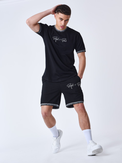 Shorts mit aufgesticktem Logo - Schwarz