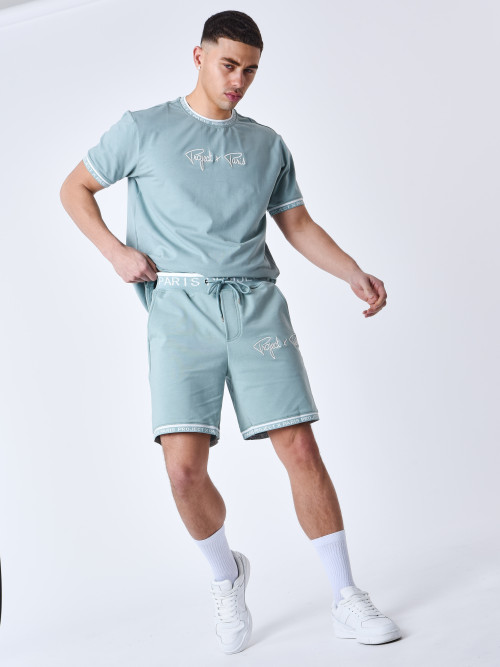 Pantalón corto con logotipo bordado - Verde azulado