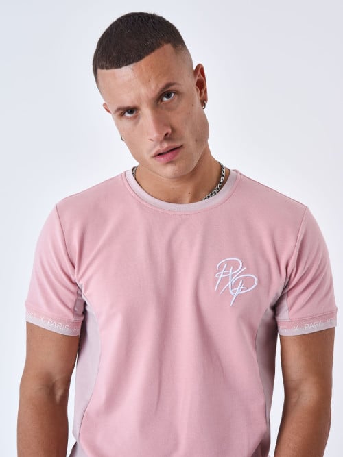 T-shirt de duas cores - Rosa dragée