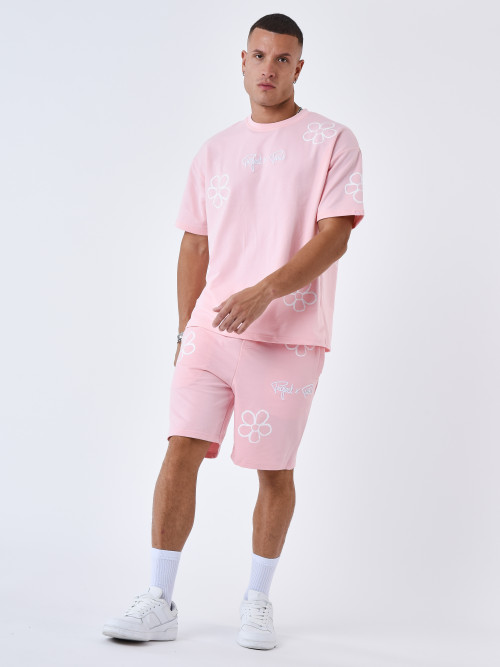Pantalón corto con diseño floral - Rosa