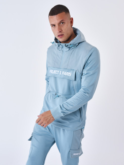 Windproof hoodie - Grey blue