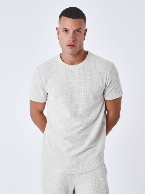 Plain textured tee-shirt - Greige