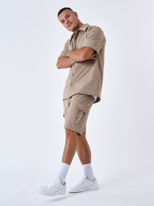 Plain textured shorts - Beige