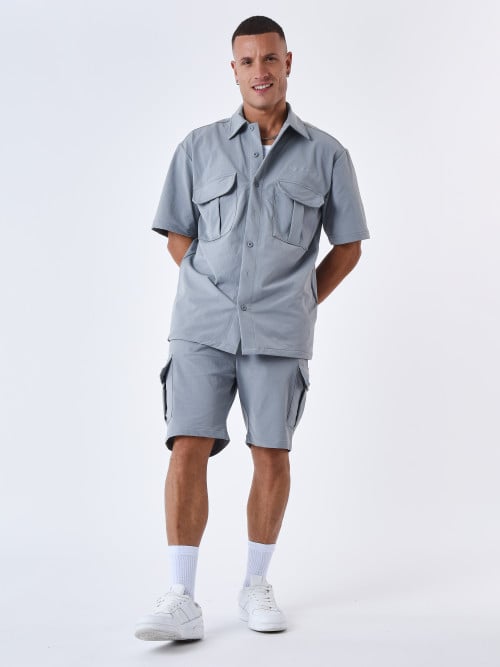 Plain textured shorts - Light grey
