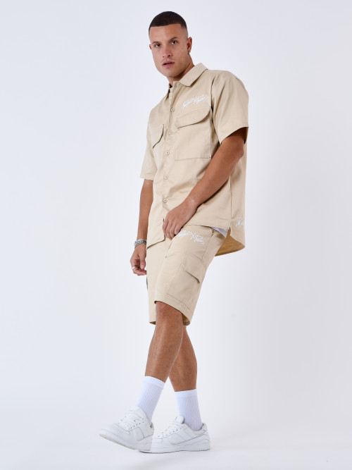 Unifarbene Shorts mit Taschen - Beige
