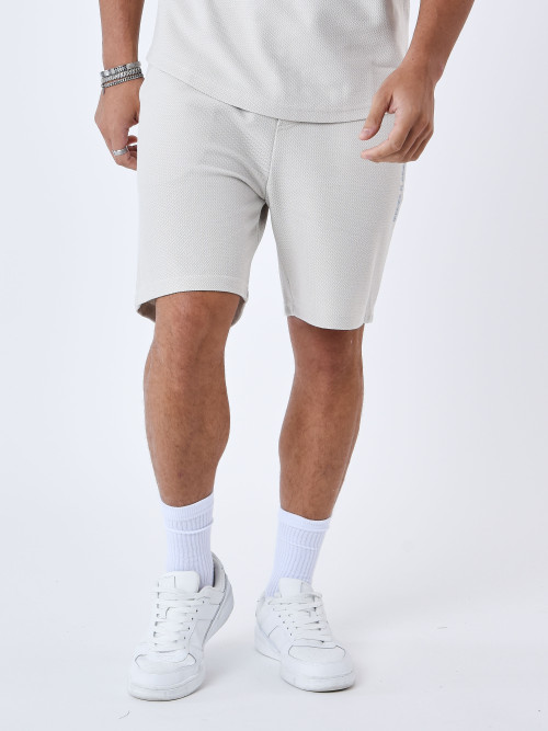 Plain textured shorts - Greige