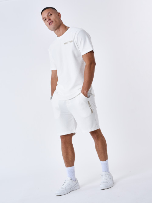 Unifarbene, texturierte Shorts - Gebrochenes Weiß