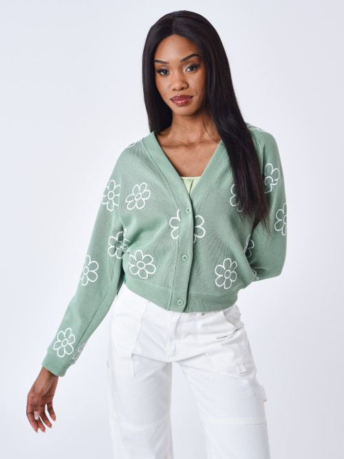 All-over floral cardigan - Mint Cream