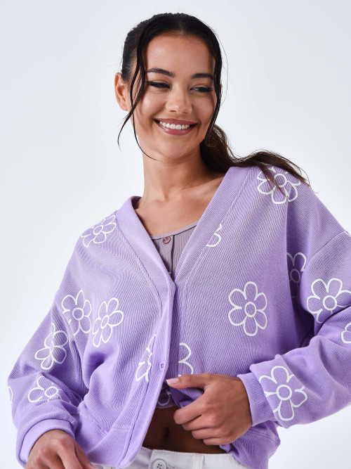 All-over floral cardigan - Lilac