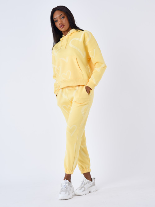 Jogging bottoms all over Heart - Yellow