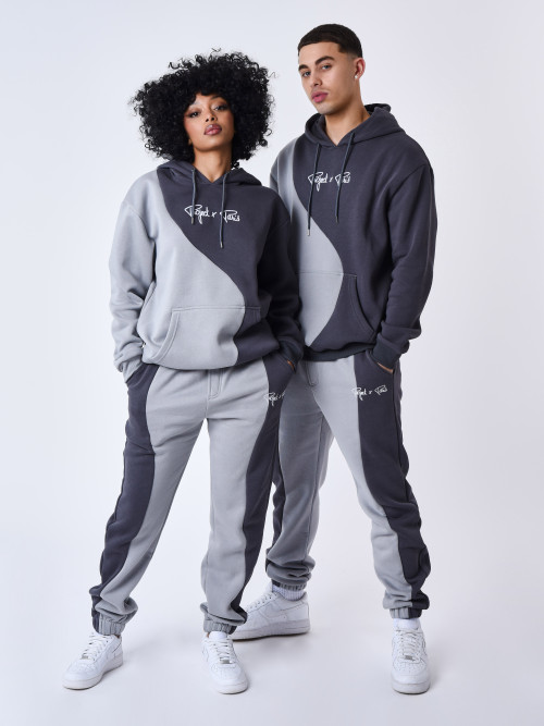 Two-tone wave-style jogging bottoms - Light grey