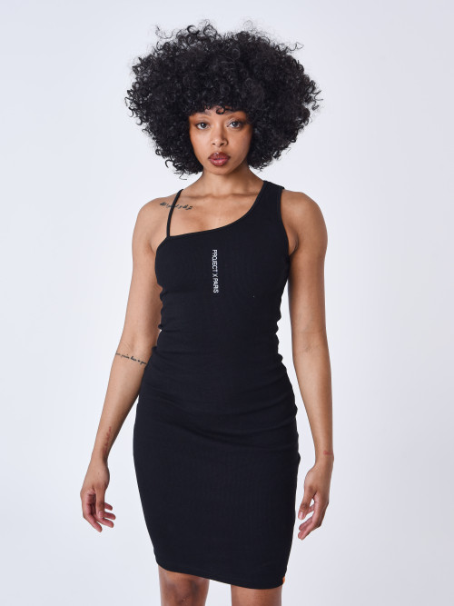 Asymmetrical strapless dress - Black