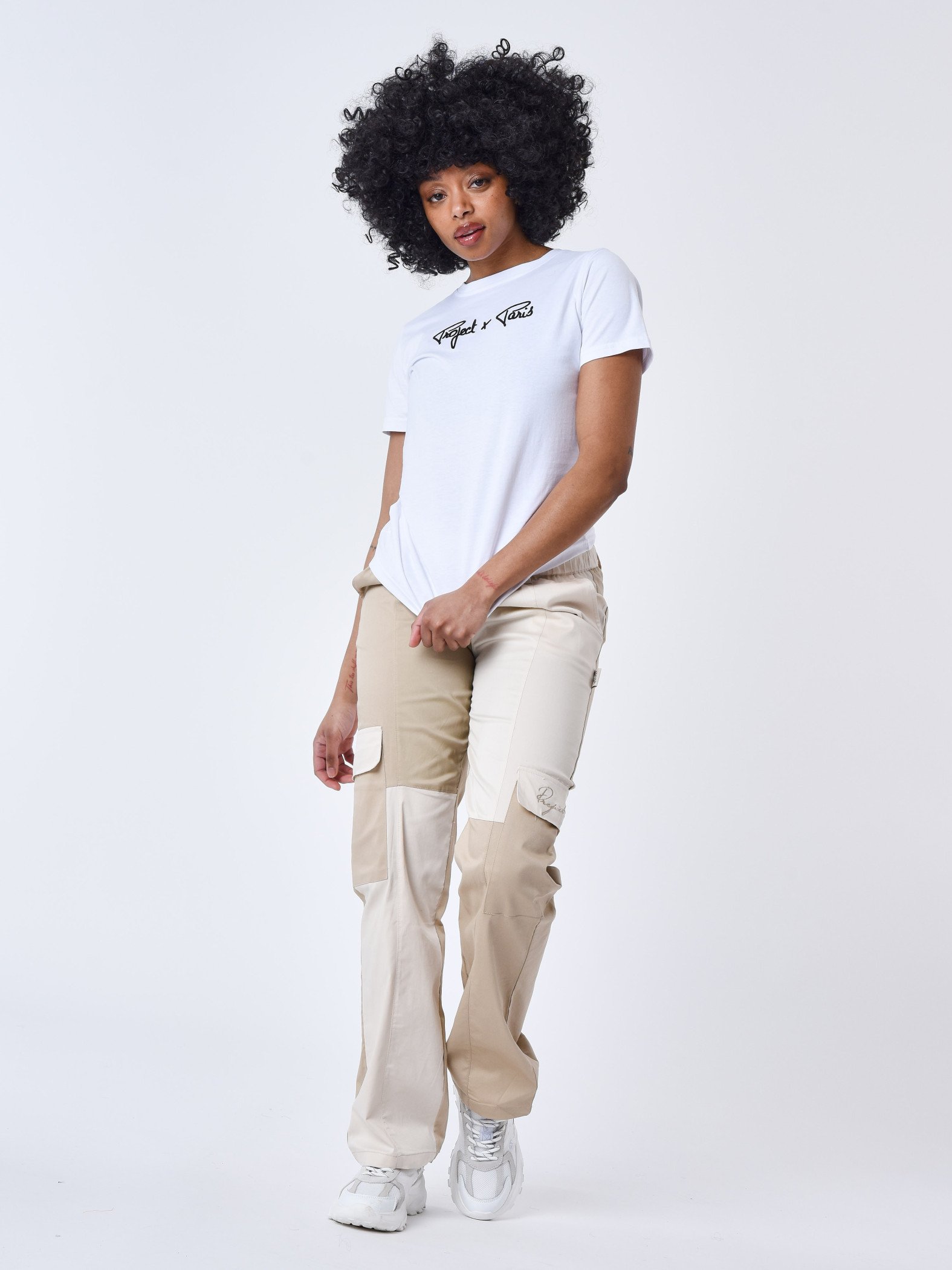 Pantalon cargo colorblock - Beige