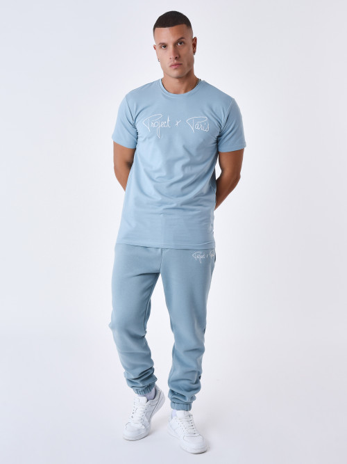 Essentials Camiseta básica bordada Project X Paris - Azul grisáceo